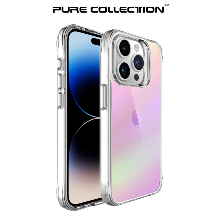 Bix iPhone 15 Pro Pure Rainbow Renk Geçişli Şeffaf Kılıf Çizilmeye Dayanıklı Darbe Emici Pembe - 2