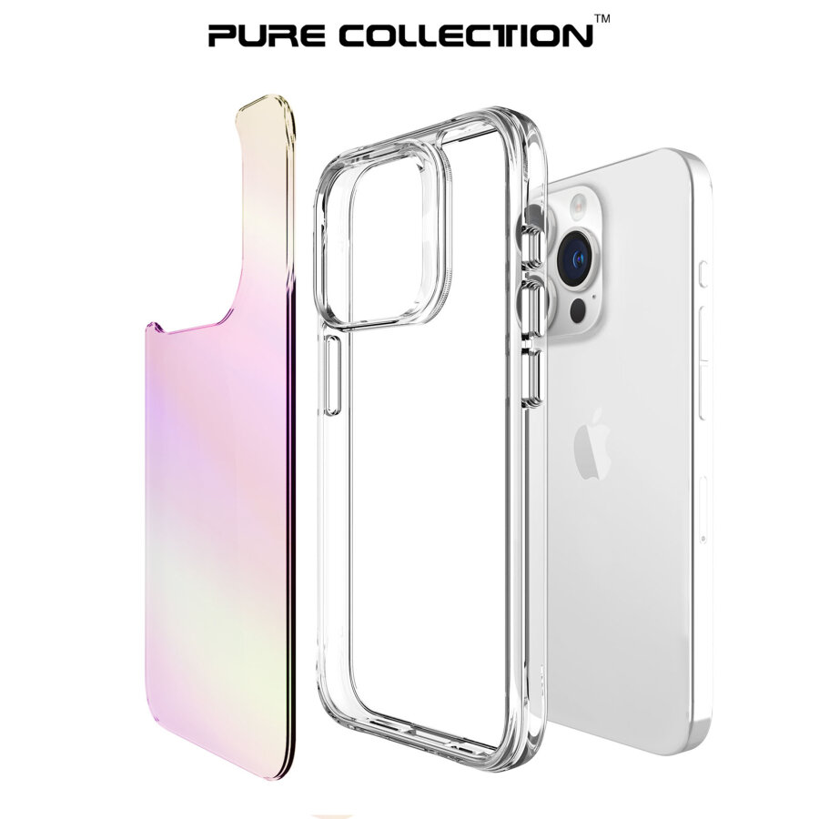 Bix iPhone 15 Pro Pure Rainbow Renk Geçişli Şeffaf Kılıf Çizilmeye Dayanıklı Darbe Emici Pembe - 5