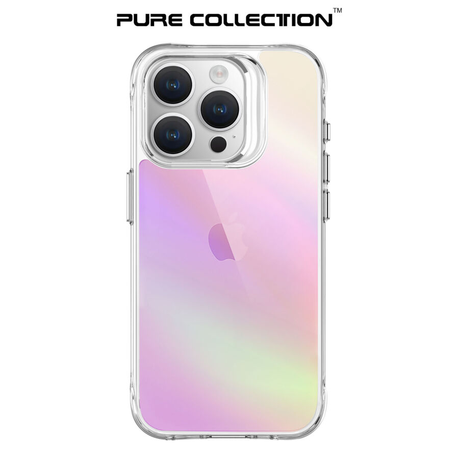 Bix iPhone 15 Pro Pure Rainbow Renk Geçişli Şeffaf Kılıf Çizilmeye Dayanıklı Darbe Emici Pembe - 3