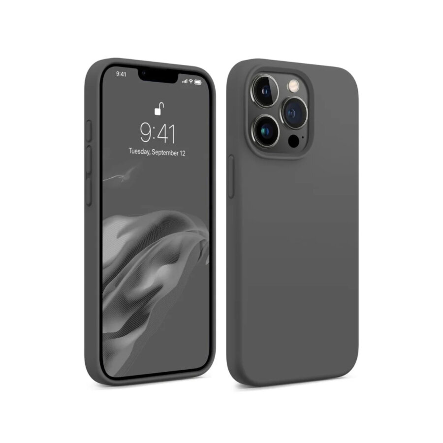 Bix iPhone 15 Pro Silikon Kılıf MagSafe Uyumlu Güçlü Koruma Darbe Emici Seramik Gri - 1