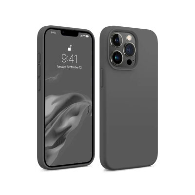 Bix iPhone 15 Pro Silikon Kılıf MagSafe Uyumlu Güçlü Koruma Darbe Emici Seramik Gri 