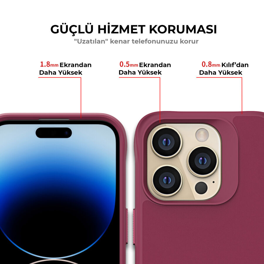 Bix iPhone 15 Pro Vortex MagSafe Kılıf Stand Özellikli 3X Korumalı Mikro Fiber İç Yüzey Kırmızı - 7