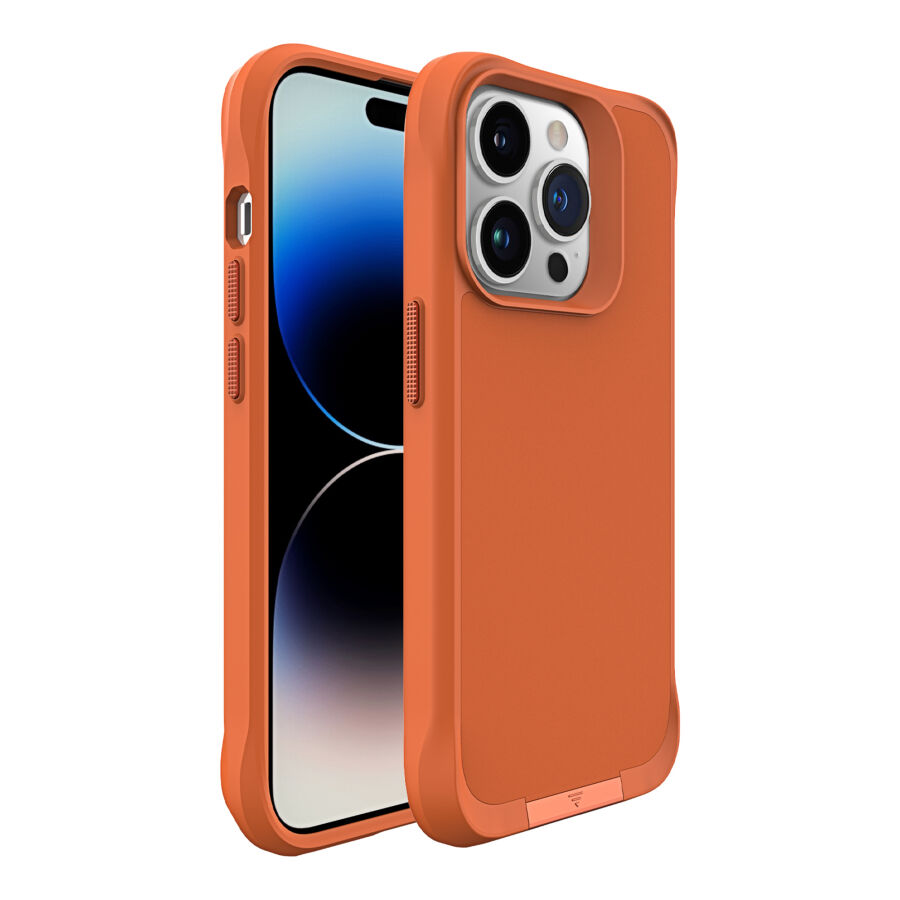 Bix iPhone 15 Pro Vortex MagSafe Kılıf Stand Özellikli 3X Korumalı Mikro Fiber İç Yüzey Turuncu - 2