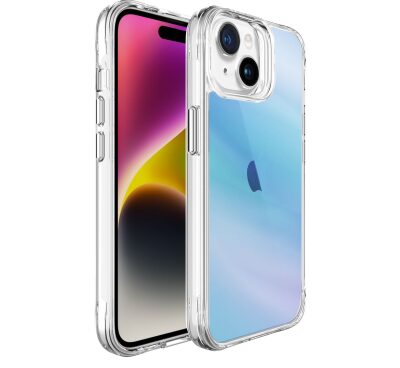 Bix iPhone 15 Pure Rainbow Renk Geçişli Şeffaf Kılıf Çizilmeye Dayanıklı Darbe Emici Mavi - 2