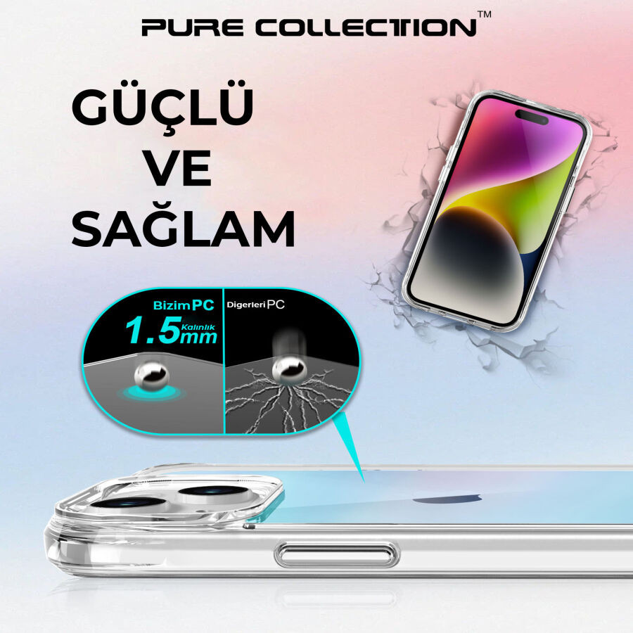 Bix iPhone 15 Pure Rainbow Renk Geçişli Şeffaf Kılıf Çizilmeye Dayanıklı Darbe Emici Mavi - 11
