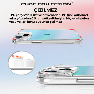 Bix iPhone 15 Pure Rainbow Renk Geçişli Şeffaf Kılıf Çizilmeye Dayanıklı Darbe Emici Mavi - 13