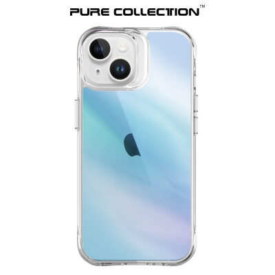 Bix iPhone 15 Pure Rainbow Renk Geçişli Şeffaf Kılıf Çizilmeye Dayanıklı Darbe Emici Mavi - 3