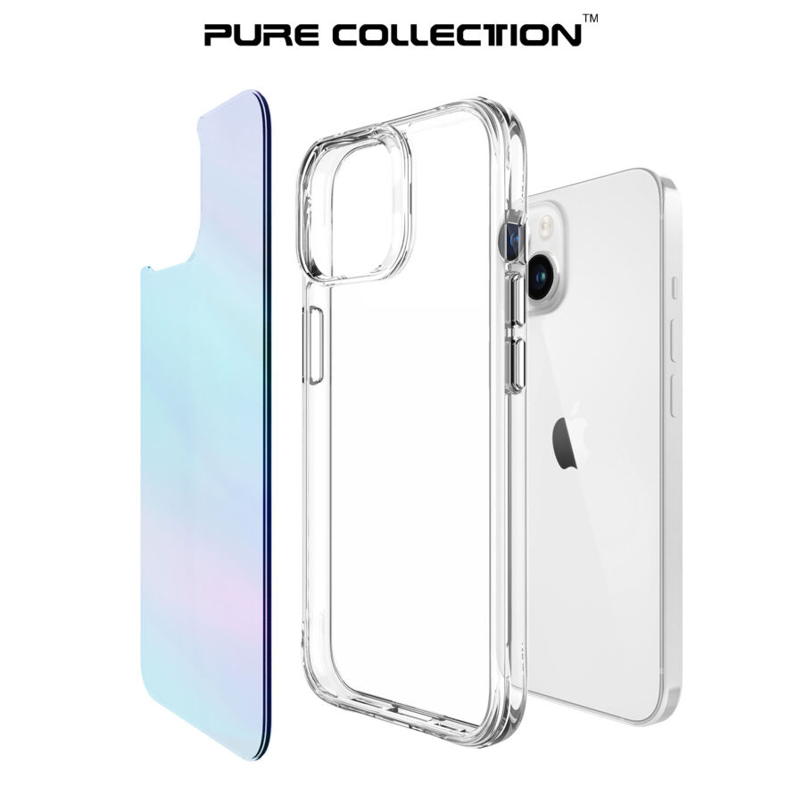 Bix iPhone 15 Pure Rainbow Renk Geçişli Şeffaf Kılıf Çizilmeye Dayanıklı Darbe Emici Mavi - 4