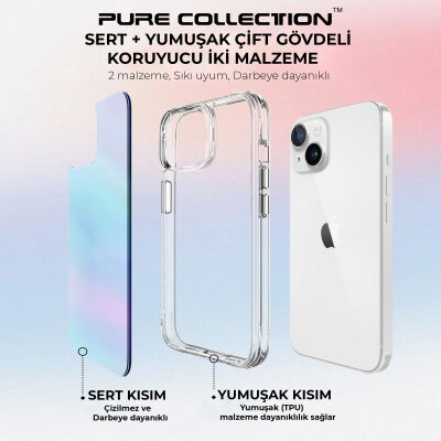 Bix iPhone 15 Pure Rainbow Renk Geçişli Şeffaf Kılıf Çizilmeye Dayanıklı Darbe Emici Mavi - 8