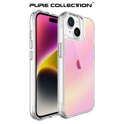 Bix iPhone 15 Pure Rainbow Renk Geçişli Şeffaf Kılıf Çizilmeye Dayanıklı Darbe Emici Pembe - 2