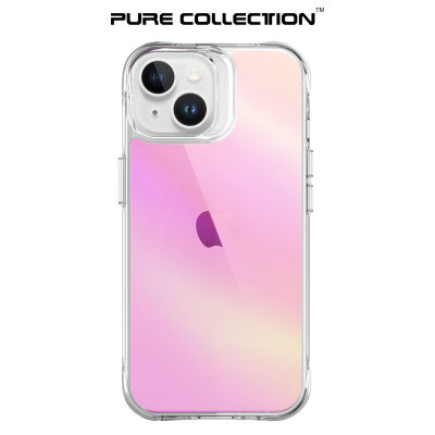 Bix iPhone 15 Pure Rainbow Renk Geçişli Şeffaf Kılıf Çizilmeye Dayanıklı Darbe Emici Pembe - 3