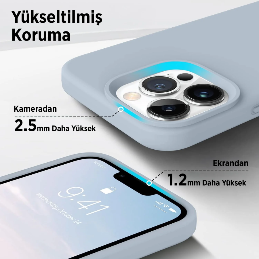 Bix iPhone 15 Silikon Kılıf MagSafe Uyumlu Güçlü Koruma Darbe Emici Evren Mavisi - 3