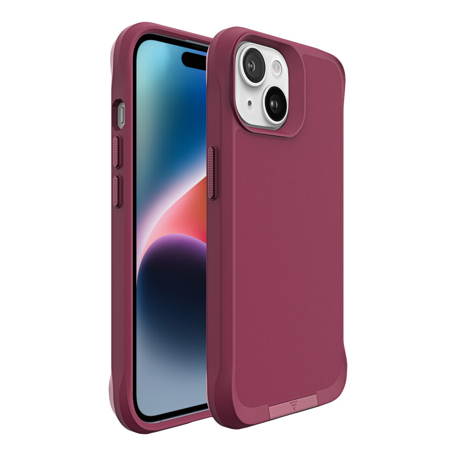 Bix iPhone 15 Vortex MagSafe Kılıf Stand Özellikli 3X Korumalı Mikro Fiber İç Yüzey Kırmızı - 2