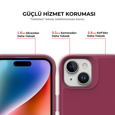 Bix iPhone 15 Vortex MagSafe Kılıf Stand Özellikli 3X Korumalı Mikro Fiber İç Yüzey Kırmızı - 6