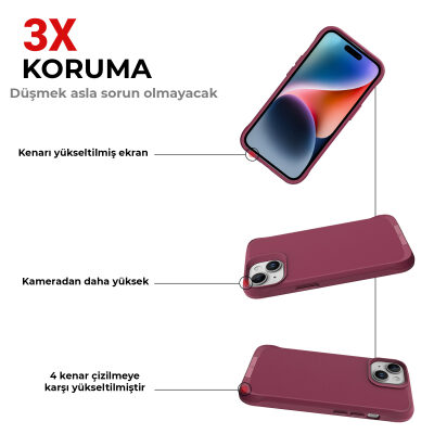 Bix iPhone 15 Vortex MagSafe Kılıf Stand Özellikli 3X Korumalı Mikro Fiber İç Yüzey Kırmızı - 4