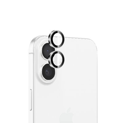 Bix iPhone 16 / 16 Plus Lens Koruyucu Kamera Lensi 9H Gerçek Cam Crystal AR+AF Beyaz
