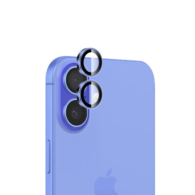 Bix iPhone 16 / 16 Plus Lens Koruyucu Kamera Lensi 9H Gerçek Cam Crystal AR+AF Ultramarin