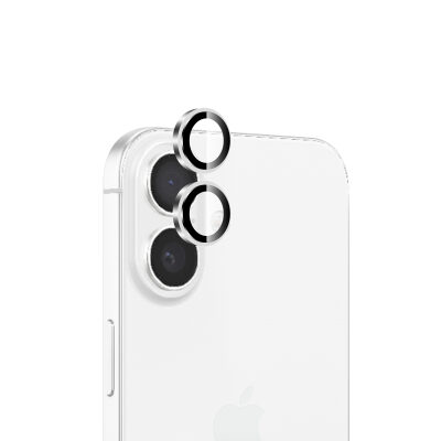 Bix iPhone 16 / 16 Plus Safir Lens Koruyucu 3D Kamera Camı 9H Premium Lens Kapağı Beyaz
