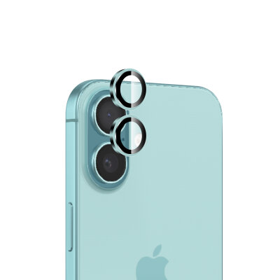 Bix iPhone 16 / 16 Plus Safir Lens Koruyucu 3D Kamera Camı 9H Premium Lens Kapağı Turkuaz 