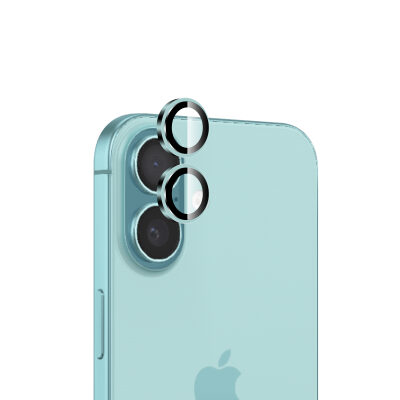 Bix iPhone 16 / 16 Plus Safir Lens Koruyucu 3D Kamera Camı 9H Premium Lens Kapağı Turkuaz 