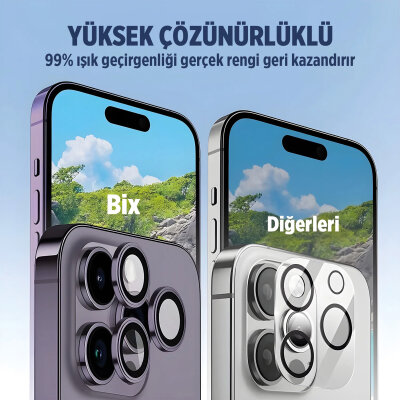 Bix iPhone 16 / 16 Plus Lens Koruyucu Kamera Lensi 9H Gerçek Cam Crystal AR+AF Beyaz - 5