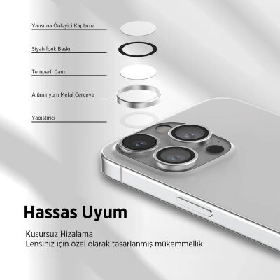 Bix iPhone 16 / 16 Plus Safir Lens Koruyucu 3D Kamera Camı 9H Premium Lens Kapağı Beyaz - 4