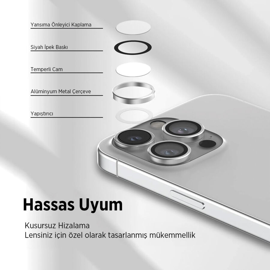 Bix iPhone 16 / 16 Plus Safir Lens Koruyucu 3D Kamera Camı 9H Premium Lens Kapağı Pembe - 4