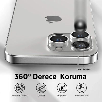 Bix iPhone 16 / 16 Plus Safir Lens Koruyucu 3D Kamera Camı 9H Premium Lens Kapağı Siyah - 5