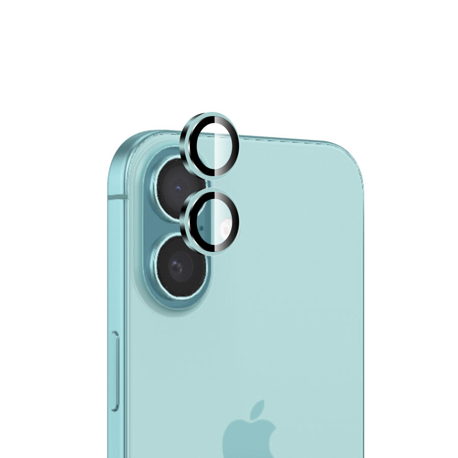 Bix iPhone 16 / 16 Plus Safir Lens Koruyucu 3D Kamera Camı 9H Premium Lens Kapağı Turkuaz - 1