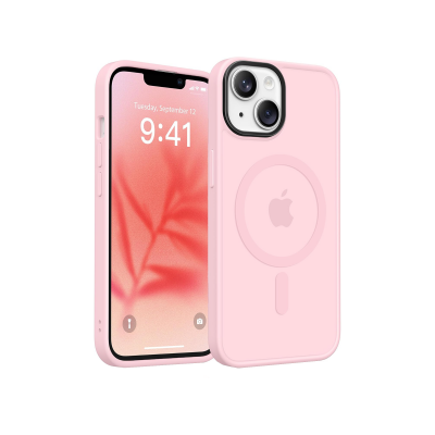Bix iPhone 16 MagSafe Uyumlu Kılıf Tam Koruma Manyetik Darbe Emici Pembe