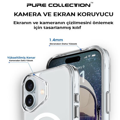Bix iPhone 16 MagSafe Uyumlu Transparan Şeffaf Kılıf Güçlü Manyetik Üstün Darbe Koruması - 8