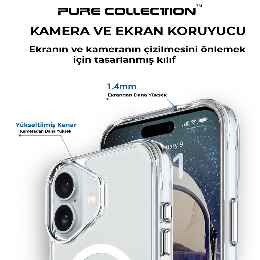 Bix iPhone 16 MagSafe Uyumlu Transparan Şeffaf Kılıf Güçlü Manyetik Üstün Darbe Koruması - 8