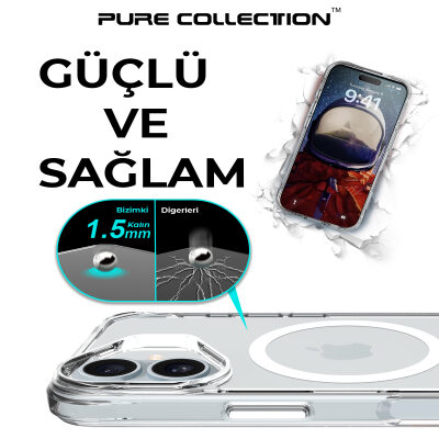 Bix iPhone 16 MagSafe Uyumlu Transparan Şeffaf Kılıf Güçlü Manyetik Üstün Darbe Koruması - 10
