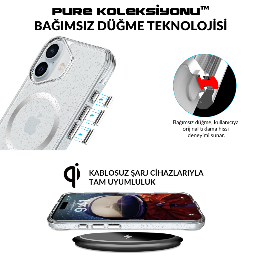 Bix iPhone 16 Plus MagSafe Simli Kılıf Shock Pocket Darbe Emici Teknolojili Çizilmeye Dayanıklı - 6