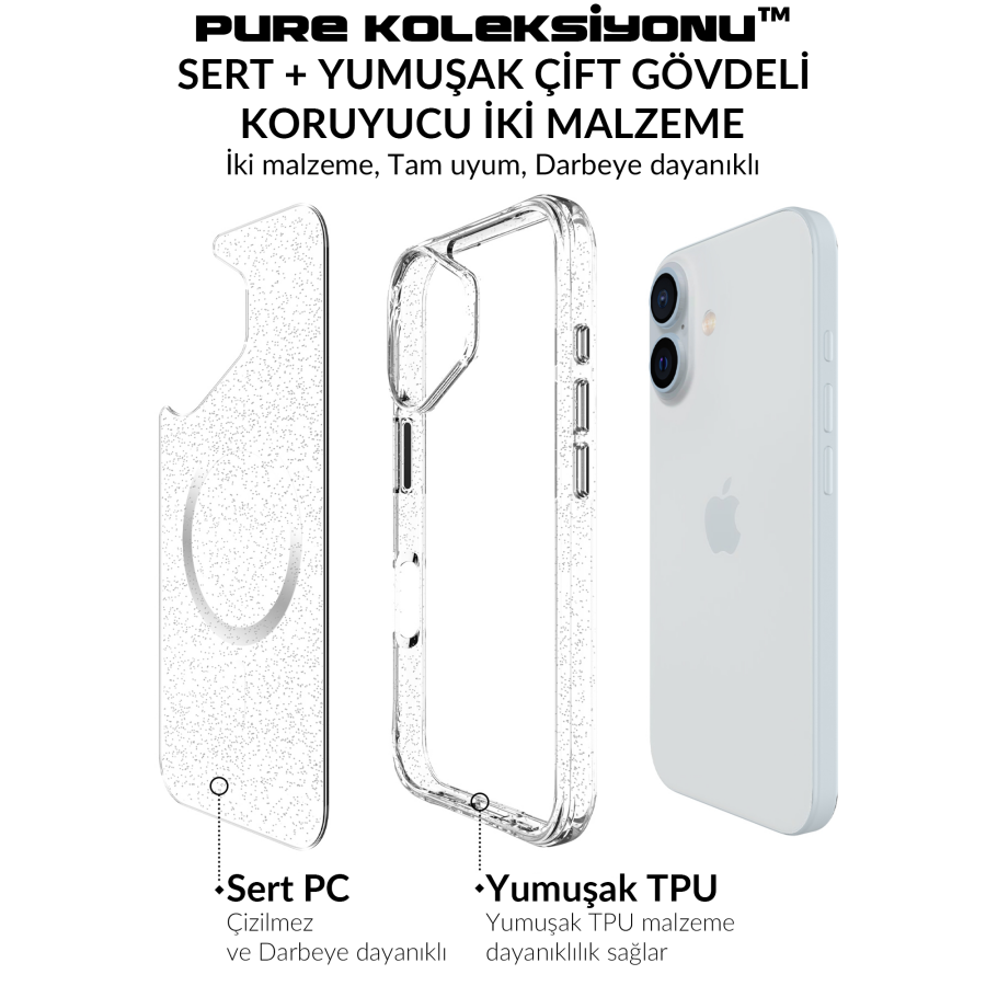Bix iPhone 16 Plus MagSafe Simli Kılıf Shock Pocket Darbe Emici Teknolojili Çizilmeye Dayanıklı - 7