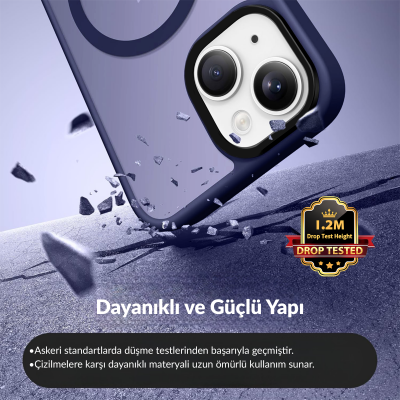 Bix iPhone 16 Plus MagSafe Uyumlu Kılıf Tam Koruma Manyetik Darbe Emici Mor - 2