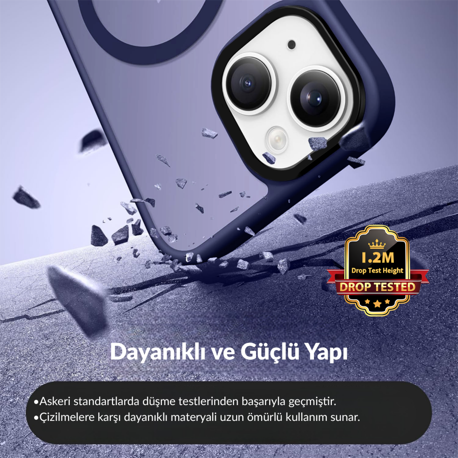 Bix iPhone 16 Plus MagSafe Uyumlu Kılıf Tam Koruma Manyetik Darbe Emici Mor - 2