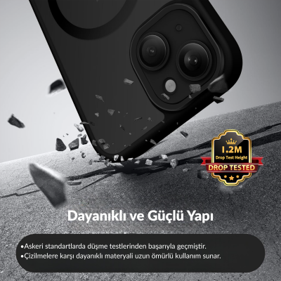 Bix iPhone 16 Plus MagSafe Uyumlu Kılıf Tam Koruma Manyetik Darbe Emici Siyah - 2