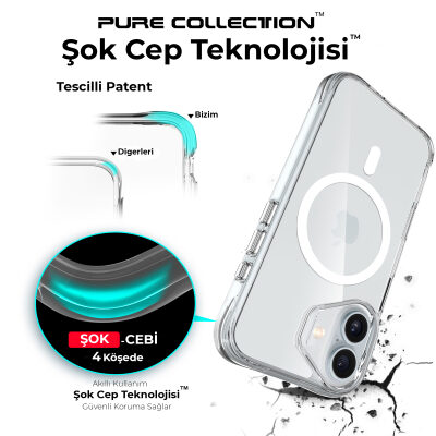 Bix iPhone 16 Plus MagSafe Uyumlu Transparan Şeffaf Kılıf Güçlü Manyetik Üstün Darbe Koruması - 5