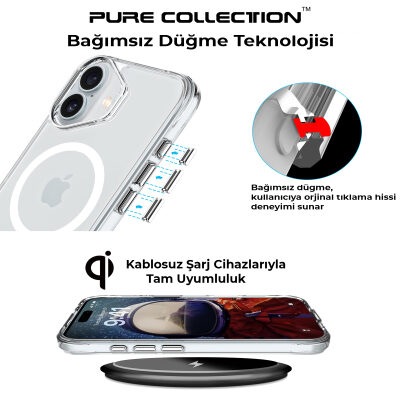 Bix iPhone 16 Plus MagSafe Uyumlu Transparan Şeffaf Kılıf Güçlü Manyetik Üstün Darbe Koruması - 6