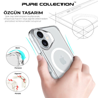 Bix iPhone 16 Plus MagSafe Uyumlu Transparan Şeffaf Kılıf Güçlü Manyetik Üstün Darbe Koruması - 7