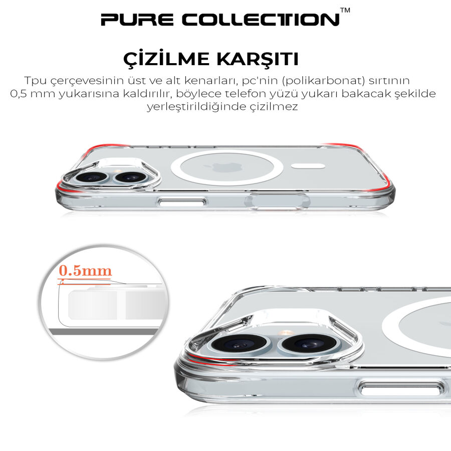 Bix iPhone 16 Plus MagSafe Uyumlu Transparan Şeffaf Kılıf Güçlü Manyetik Üstün Darbe Koruması - 8