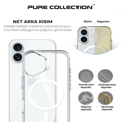 Bix iPhone 16 Plus MagSafe Uyumlu Transparan Şeffaf Kılıf Güçlü Manyetik Üstün Darbe Koruması - 12