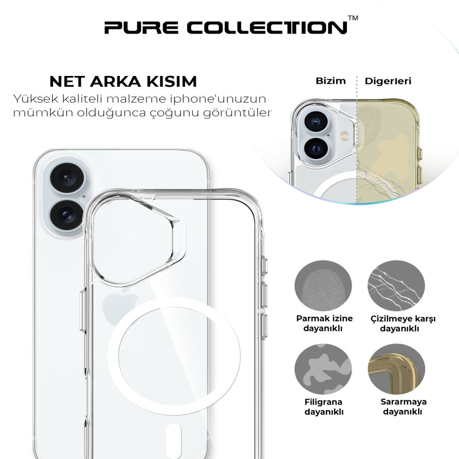 Bix iPhone 16 Plus MagSafe Uyumlu Transparan Şeffaf Kılıf Güçlü Manyetik Üstün Darbe Koruması - 12