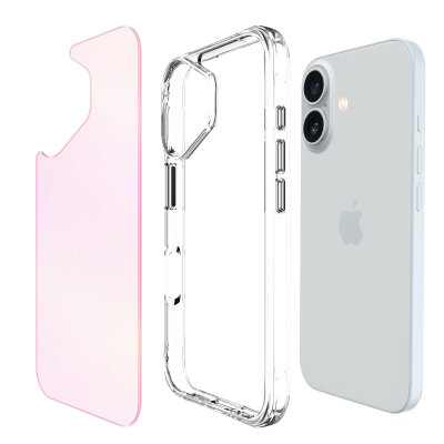 Bix iPhone 16 Plus Pure Rainbow Renk Geçişli Şeffaf Kılıf Çizilmeye Dayanıklı Darbe Emici Pembe - 3