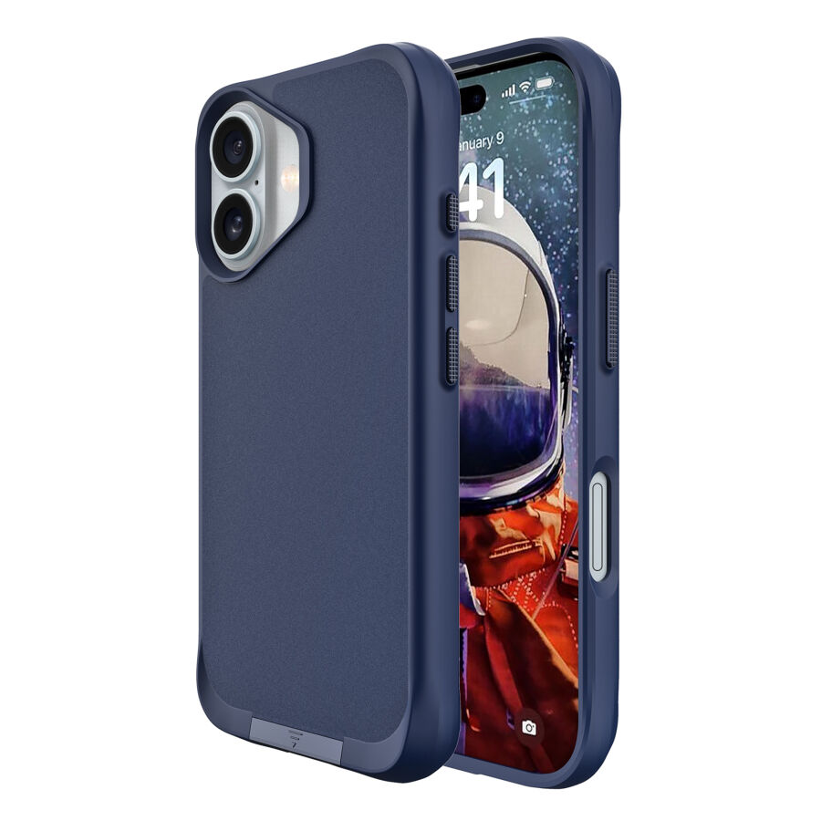 Bix iPhone 16 Plus Vortex MagSafe Kılıf Stand Özellikli 3X Korumalı Mikro Fiber İç Yüzey Gri Mavi - 1