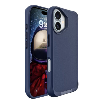 Bix iPhone 16 Plus Vortex MagSafe Kılıf Stand Özellikli 3X Korumalı Mikro Fiber İç Yüzey Gri Mavi - 2