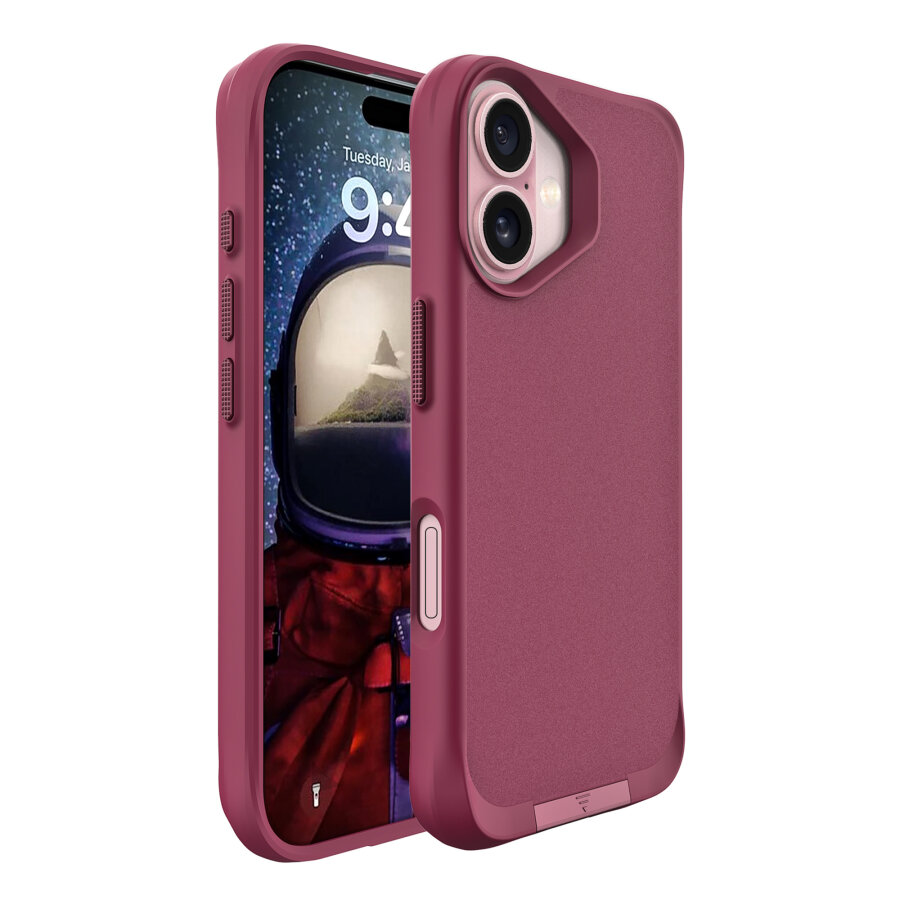 Bix iPhone 16 Plus Vortex MagSafe Kılıf Stand Özellikli 3X Korumalı Mikro Fiber İç Yüzey Kırmızı - 2
