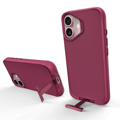 Bix iPhone 16 Plus Vortex MagSafe Kılıf Stand Özellikli 3X Korumalı Mikro Fiber İç Yüzey Kırmızı - 4
