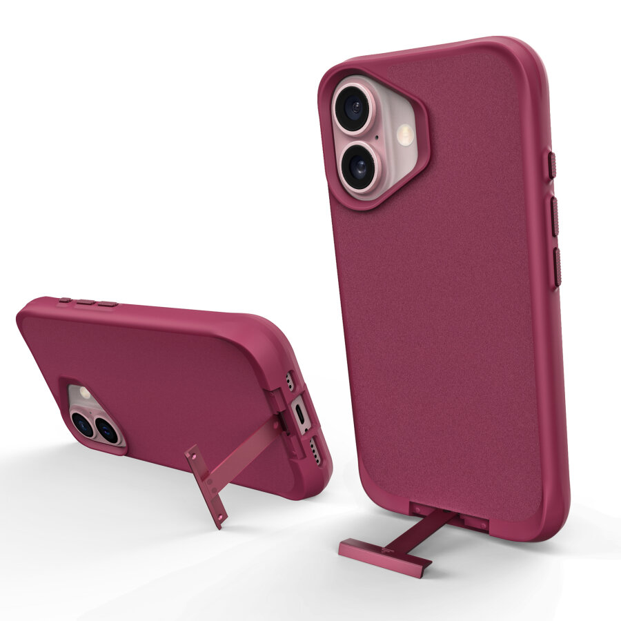Bix iPhone 16 Plus Vortex MagSafe Kılıf Stand Özellikli 3X Korumalı Mikro Fiber İç Yüzey Kırmızı - 4